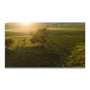 Imagem de LKXGRRSFG Lush GrasslandReal Photo City Sea Snow Valley Grassland River Sunset Sunrise Impressão em tela Decoração de parede 20 x 36 cm sem moldura