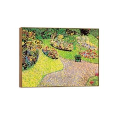Imagem de Vincent van Gogh Famosa pintura em tela de arte de parede pronta para pendurar. Jardim em Auvers. Imagem em moldura de madeira para decoração de sala de estar 30 x 40 cm 12 x 16 pol