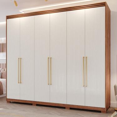 Imagem de Guarda Roupa Casal com Pés 6 Portas 100 MDF Aurora Panan