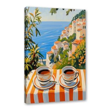 Imagem de Pintura em tela vintage de pôster-comida para parede, cafeteria de viagem italiana, quente, cozinha, café, bar, decoração (SKU3,16 x 50,8 cm = (40 x 50 cm), emoldurada (tela embalada))