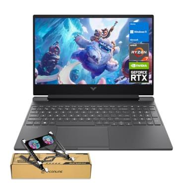 Imagem de HP Laptop para jogos Victus RTX 4050 AI com Copilot, 15,6 FHD 144Hz, AMD Ryzen 7 7445HS (Beats Intel i7-13700), NVIDIA RTX 4050, RAM DDR5 de 32 GB, SSD de 1 TB, KB retroiluminado, pacote com cooler de