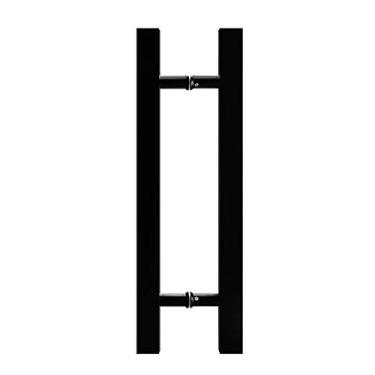 Imagem de Maçaneta de porta de vidro de tubo quadrado de aço inoxidável resistente/maçaneta de porta push-pull comercial/maçaneta de porta de madeira - tinta preta, 6 tamanhos (tamanho: 1200 mm × 900 mm) (1000