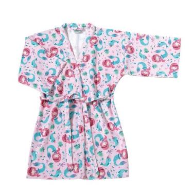 Imagem de Roupão Infantil Döhler Sereia Felpudo com Manga, M, Única