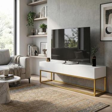 Imagem de Rack Eros 140cm Com Base Metálica Industrial Minimalista Com Gavetas C