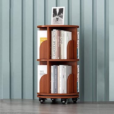 Imagem de Estante de livros, estante infantil com rotação de 360°, estante de canto de madeira maciça, estante móvel para crianças pequenas, estante redonda para biblioteca, escritório, sala de estar, rack de