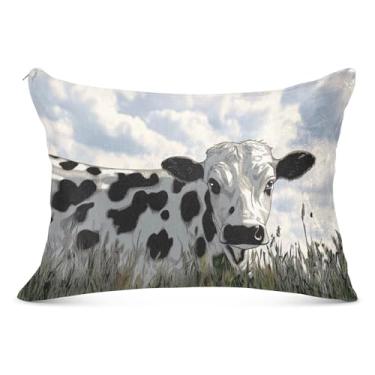 Imagem de Burbuja Fronha Queen de vaca leiteira, 51 x 76 cm, capa de almofada de pelúcia ultramacia e aconchegante com zíper para pele de cabelo
