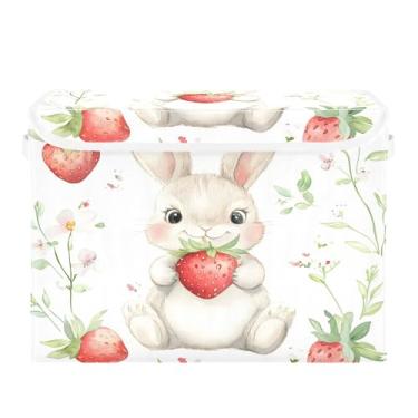 Imagem de SEHANY Cestas de armazenamento fofas de coelho de desenho animado com tampas, organizador de caixas de armazenamento de tecido para armário de roupas, cobertor de escritório, berçário, 42 x 32 x 30 cm