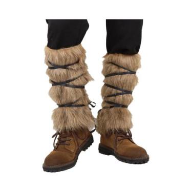 Imagem de Acessórios De Fantasia Masculina: Botas Peludas Quentes Estilo Viking 