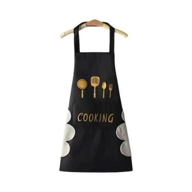 Imagem de Avental De Cozinha Unissex Ajustável Em Cor Sólida Com Bolso Para Adul