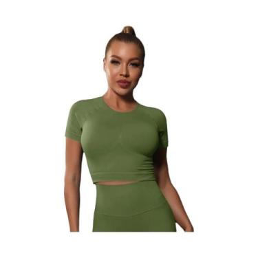 Imagem de Camiseta Esportiva Feminina Sem Costura - Ideal para Ioga, Fitness e T
