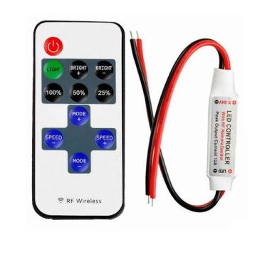Imagem de Controlador Dimmer Para Fita LED 12V Com Controle Remoto Sem Fio RF De