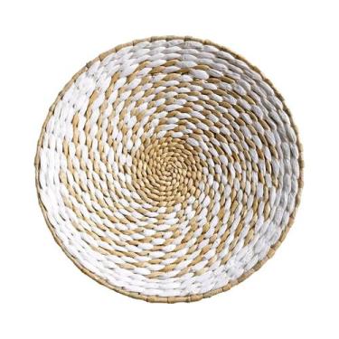 Imagem de Cesto De Parede Boho Em Fibra Natural Artesanal Para Decoração De Casa