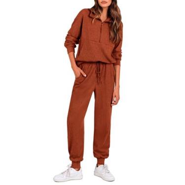 Imagem de Conjunto de Moletom PRETTYGARDEN Outono Inverno Jaqueta com Zíper Verm