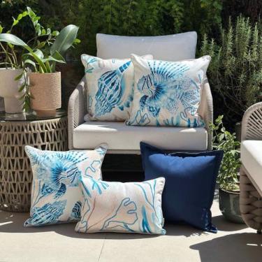 Imagem de Kit 5 Capas Almofadas Impermeáveis Fundo do Mar e Azul Marinho - AMOFA