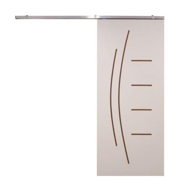 Imagem de Porta De Correr Branco Prime Frisada Kit Alumínio F08 - Smile - 210x90