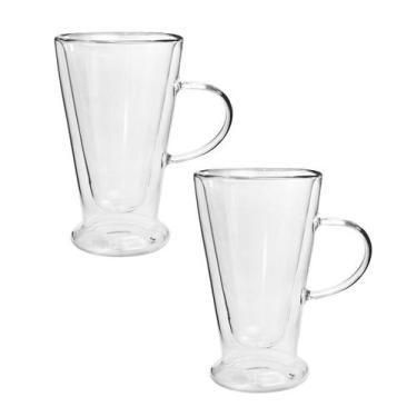 Imagem de Jogo de canecas de vidro parede dupla 385ml 02 peças - EQP PRESENTES