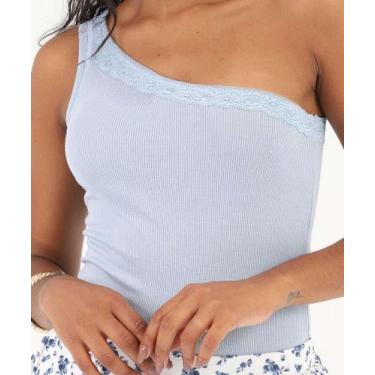 Imagem de Blusa Feminina Ombro Só Canelado Marisa Azul-81002, Azul, PP