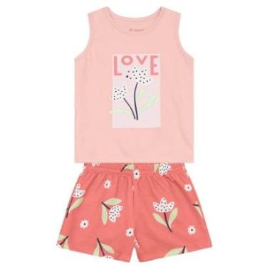 Imagem de Conjunto infantil menina estampa flores com glitter Brandili-Feminino