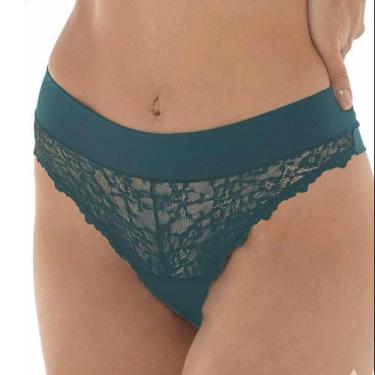 Imagem de Calcinha Fio Dental com Renda DeMillus Vanille(51042), Verde, M