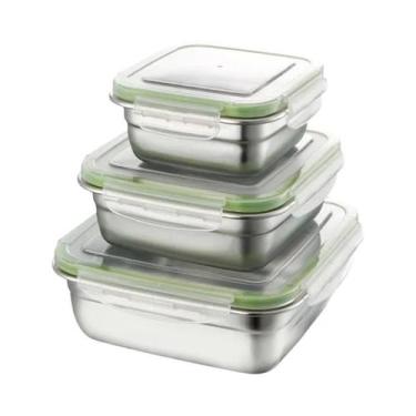 Imagem de Conjuntos De Recipientes De Armazenamento De Alimentos Em Aço Inoxidáv