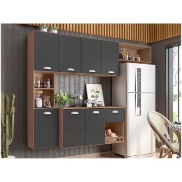 Imagem de Cozinha Suspensa Mila Carvalho Grafite - Poliman - POLIMAN MÓVEIS, Car