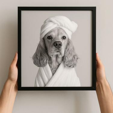 Imagem de Quadro Divertido Banheiro Cachorrinha Cocker - 33x33cm