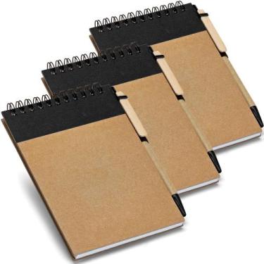 Imagem de Kit 3x Caderneta Pocket Eco com Caneta 10x14cm 60 Folhas TopGet Preto,