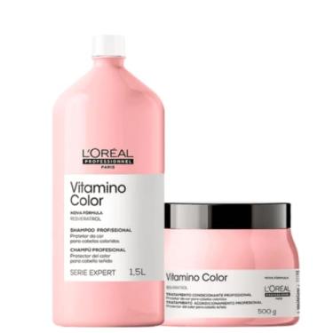 Imagem de Kit L'Oréal Professionnel Serie Expert Vitamino Color Resveratrol Shampoo 1500ml + Máscara 500g (2 Produtos)