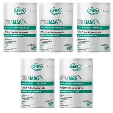 Imagem de Kit 5 Citrato De Magnésio + Vitamina B6 Citramag 5x300g Sabor Citrus U