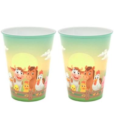 Imagem de Kit com 2 Copos Festa Infantil Fazendinha 280ml Lembrancinha p/ Sacoli