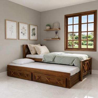 Imagem de Bicama Solteiro Inglesa Em Madeira Maciça 2 Colchões Repleta