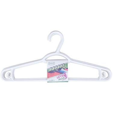 Imagem de Kit de Cabides C- 6 Peças para Organizar Roupas em Plástico Polipropileno Que Evita Marcas