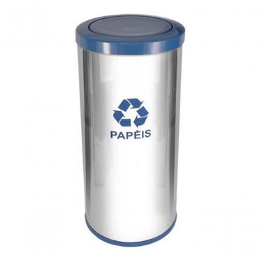 Imagem de Lixeira em Aço Inox com Tampa Meia Esfera Plástica 50L Abertura Basculante com Balde Interno Inox Higipack