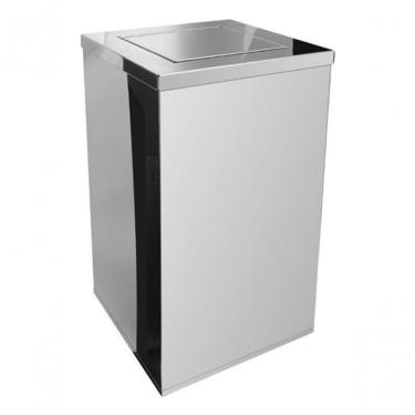 Imagem de Lixeira Quadrada Cesto de Lixo 50L Aço Inox Tampa vai-vem para Cozinha e Escritório Inox