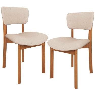 Imagem de Kit 02 Cadeiras Para Sala De Jantar Cozinha Living Estofada Dara L02 Linho Bege - Lyam Decor
