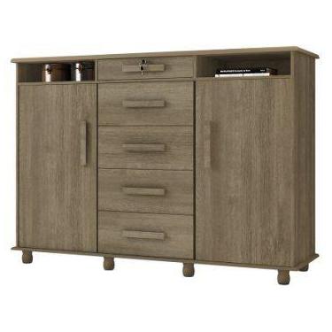 Imagem de Cômoda Sapateira 2 Portas 5 Gavetas - Móveis Lanza Lisboa Plus, Noce B