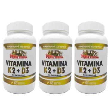 Imagem de 3 Vitamina K2 Mk7 65mcg + Vitamina D3 Colecalciferol 5mcg - Rei terra,