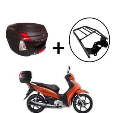 Imagem de Baú Bauleto Awa Pross 34l + bagageiro de  Biz 2018+, Preto