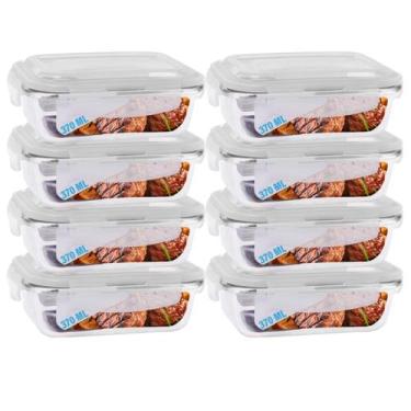 Imagem de Conjunto 8 Potes Vidro Hermético Mantimentos marmita 370ml - PRATICASA