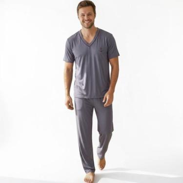 Imagem de Pijama Masculino Manga Curta e Calça Comprida Meia Estação - Sem marca