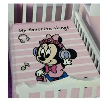 Imagem de Cobertor Infantil Raschel Plus Disney Minnie e Mickey Bebê Rosa Azul -