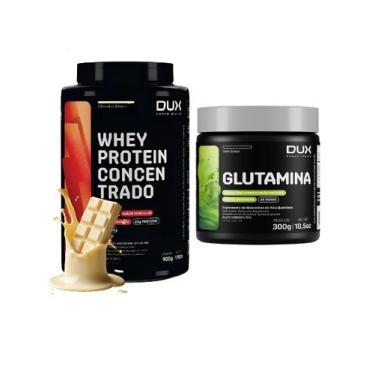 Imagem de WHEY PROTEIN CONCENTRADO 900g CHOCOLATE BRANCO + L-GLUTAMINA 300G DUX 