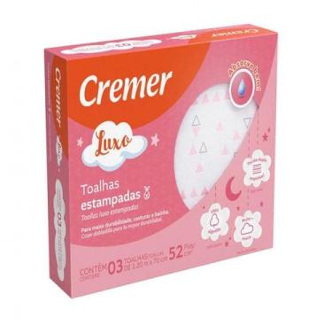 Imagem de Toalha de Bebe Luxo Estampada Cremer Menina e Menino 3 Peças 120 x 70 