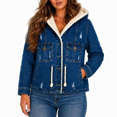Imagem de Parka Jeans 23 Graus Capuz Sherpa REF:4820, Jeans, G