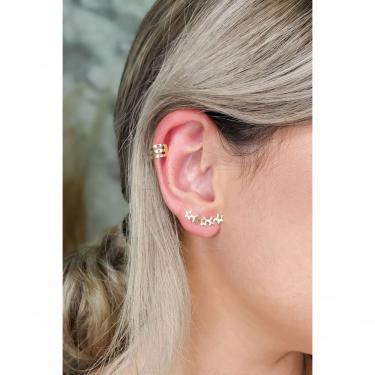 Imagem de Piercing Floratta Joias Três Fios Banhado em Ouro 18k Tamanho Único Dourado