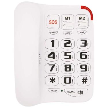 Imagem de Telefone com Fio para Idosos, Tecla Grande e Discagem Rápida, 1 Ap, HEPESTER, Branco