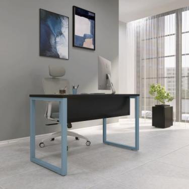 Imagem de Mesa Madeira M150/60P25TUB 150cm Industrial Preto e Azul Dali - Pandin