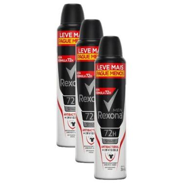 Imagem de Kit 3 Desodorantes Antitranspirante Aerosol Masculino Rexona Antibacte