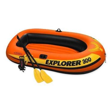 Imagem de Bote Inflável Explorer 300 Até 186kg Barco com Remos e Bomba Manual - 