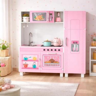 Imagem de Cozinha Infantil Mdf Completa Rosa Brinquedo Educativo - Loja Tigo, Ro